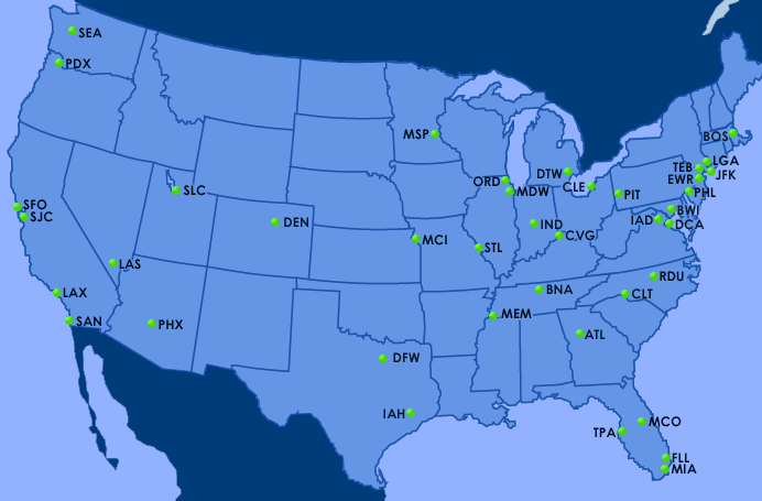 Us airport codes and map