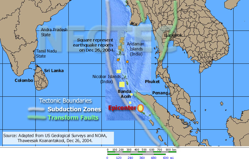 south east asia earthquake map