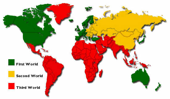 first, second and third world map