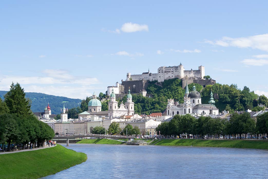 Salzburg castle in Salzburg on the banks of the Salzach river
