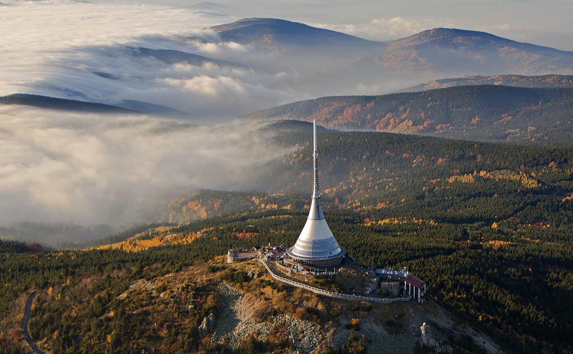 Ještěd Tower on Ještěd mountain, Czech Republic