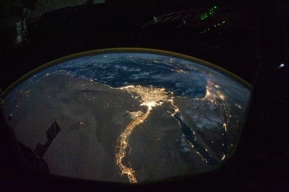 Astronaut night view of Egypt