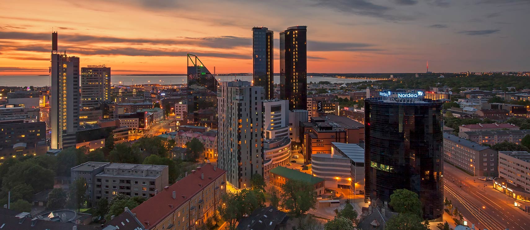 Tallin Downtown at sunset