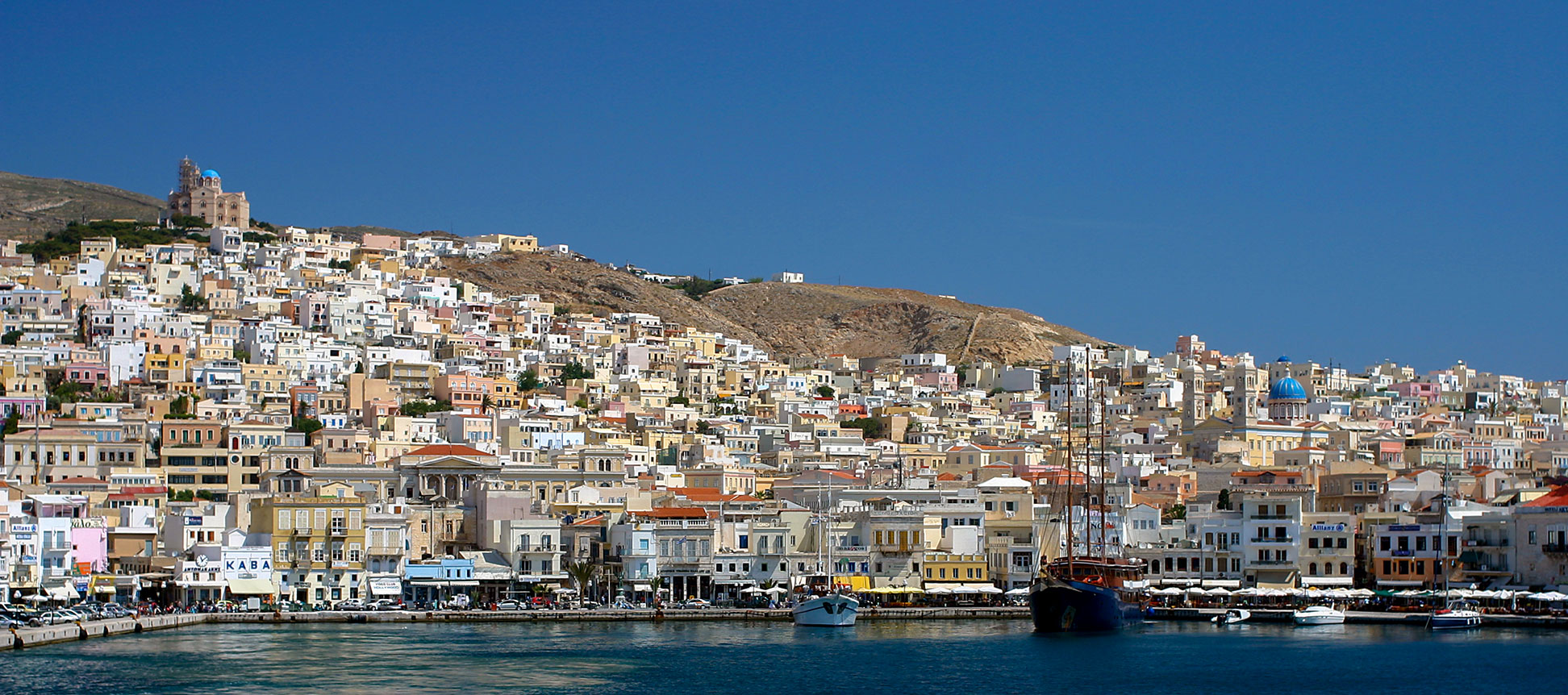 The harbour of Ermoupoli, the capital of the South Aegean, Greece.