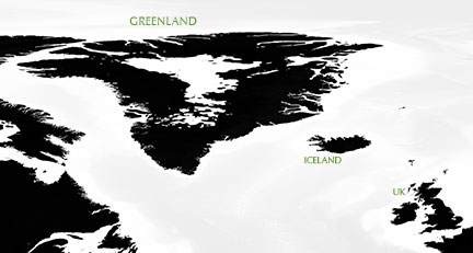Topographic map of Greenlands bedrock