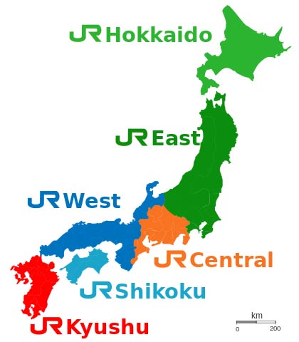 Japanese Railways Companies Map