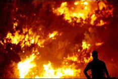 wildfire burning in Portugal