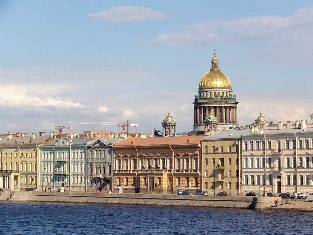 English Embankment and Saint Isaac's Cathedral in Saint Petersburg