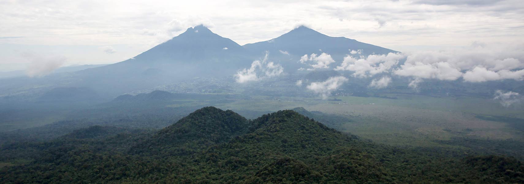 Mount Mikeno (DR Congo) and Mount Karisimbi, Rwanda's highest mountain