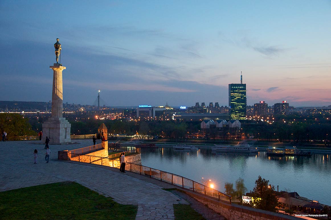 Belgrade with Danube river seen from Kalemegdan Fortress