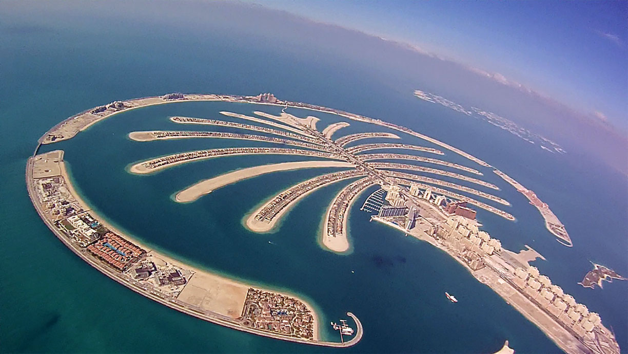 Aerial view of Palm Jumeirah, Dubai, UAE