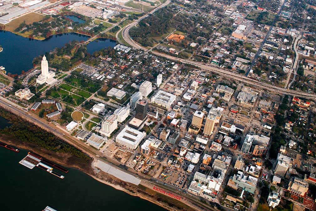 Aerial view of Baton Rouge, Louisiana, USA
