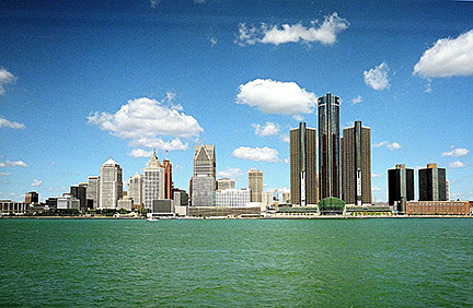 Skyline of the City of Detroit, Michigan, USA