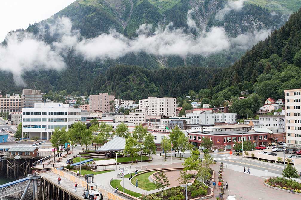 Downtown Juneau with Mount Juneau; Alaska, USA