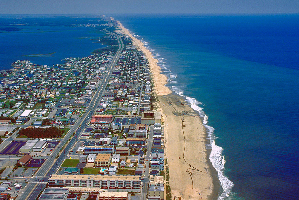 Aerial view of Fenwick Island and Ocean City in Maryland