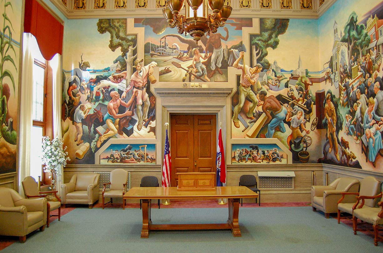 Missouri State Capitol, Thomas Hart Benton murals in the House Lounge, Jefferson City