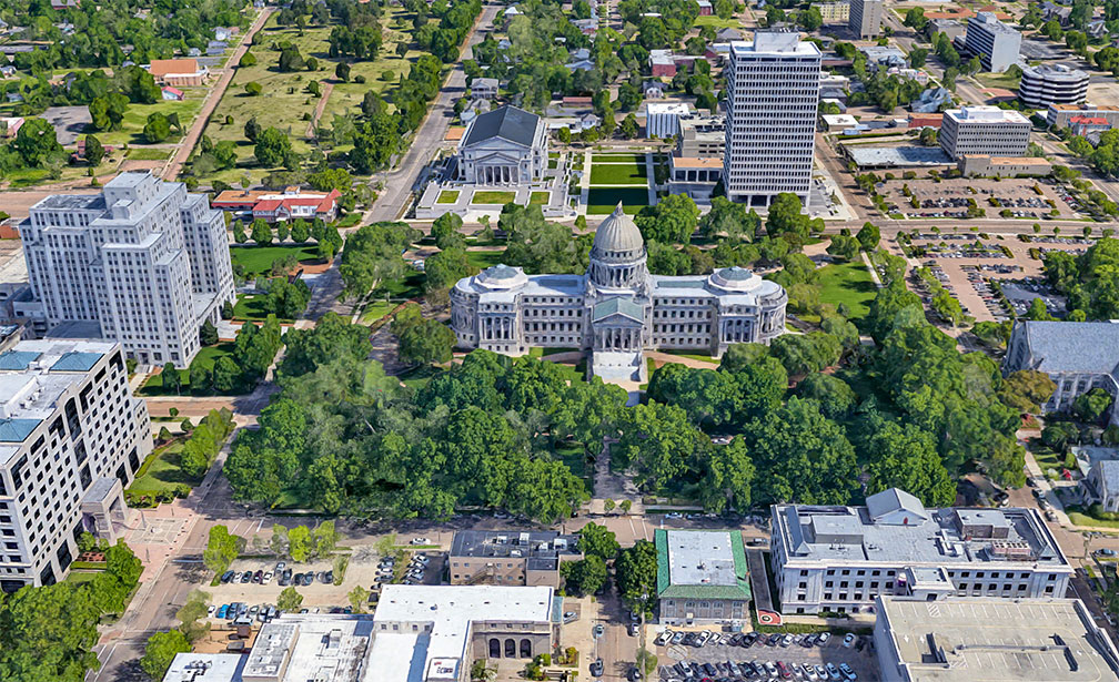Rendered image of Mississippi State Capitol in Jackson, Mississippi