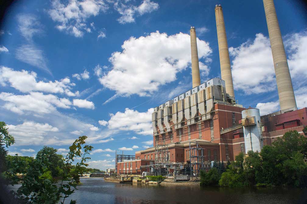 Lansing, former Oldsmobile Headquarters and the Otto Eckert Power Station