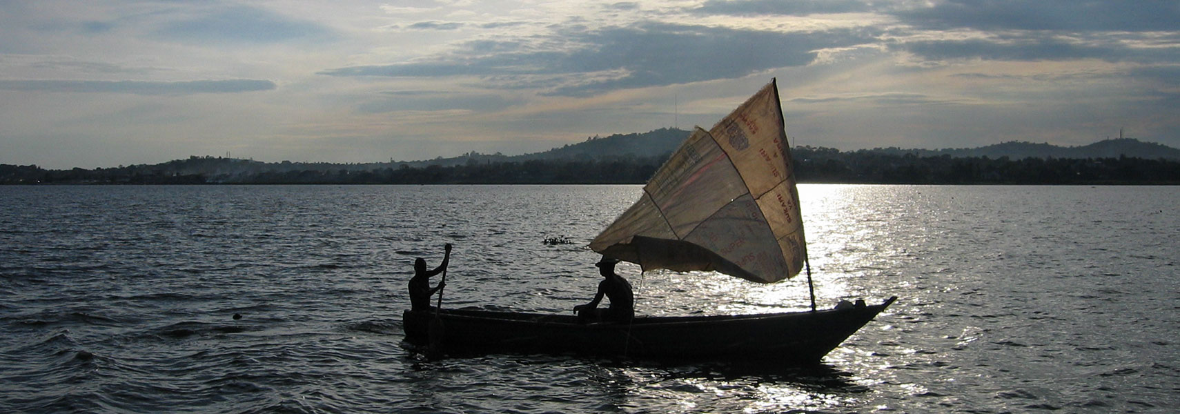 Fishermen boat on Lake Victoria, Uganda