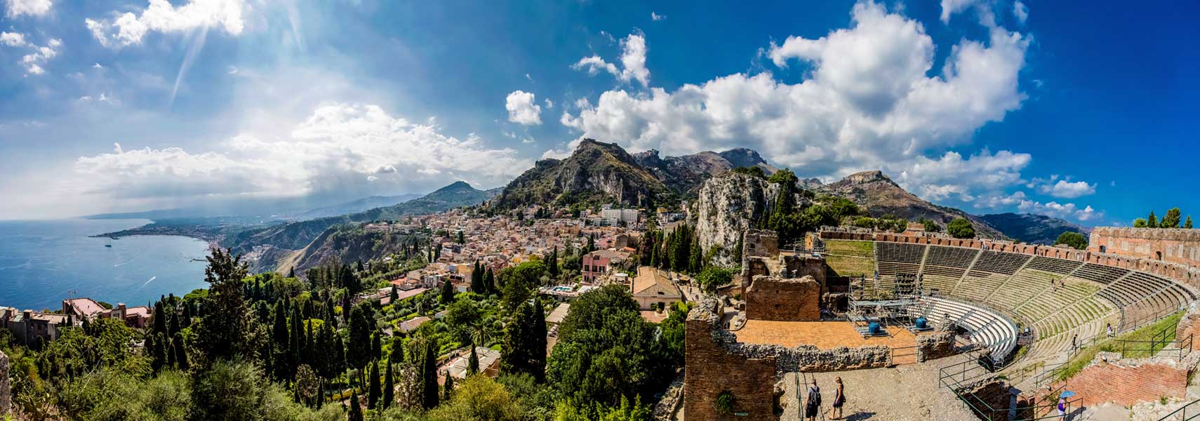 Teatro Antico di Taormina, the Greek theater in Taormina, Sicily, Italy.