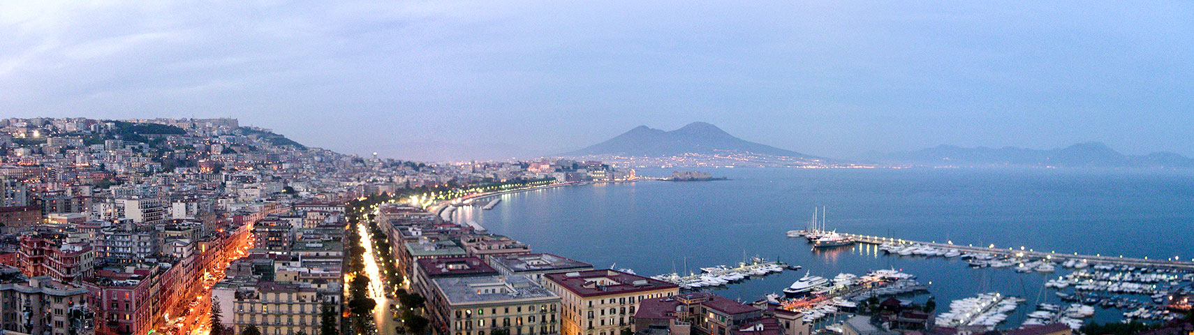Bay of Naples with Mount Vesuvius in background, Campania, Italy
