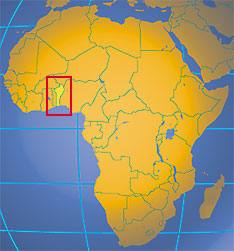 Map of Africa, showing Benin Map of Africa, showing Benin