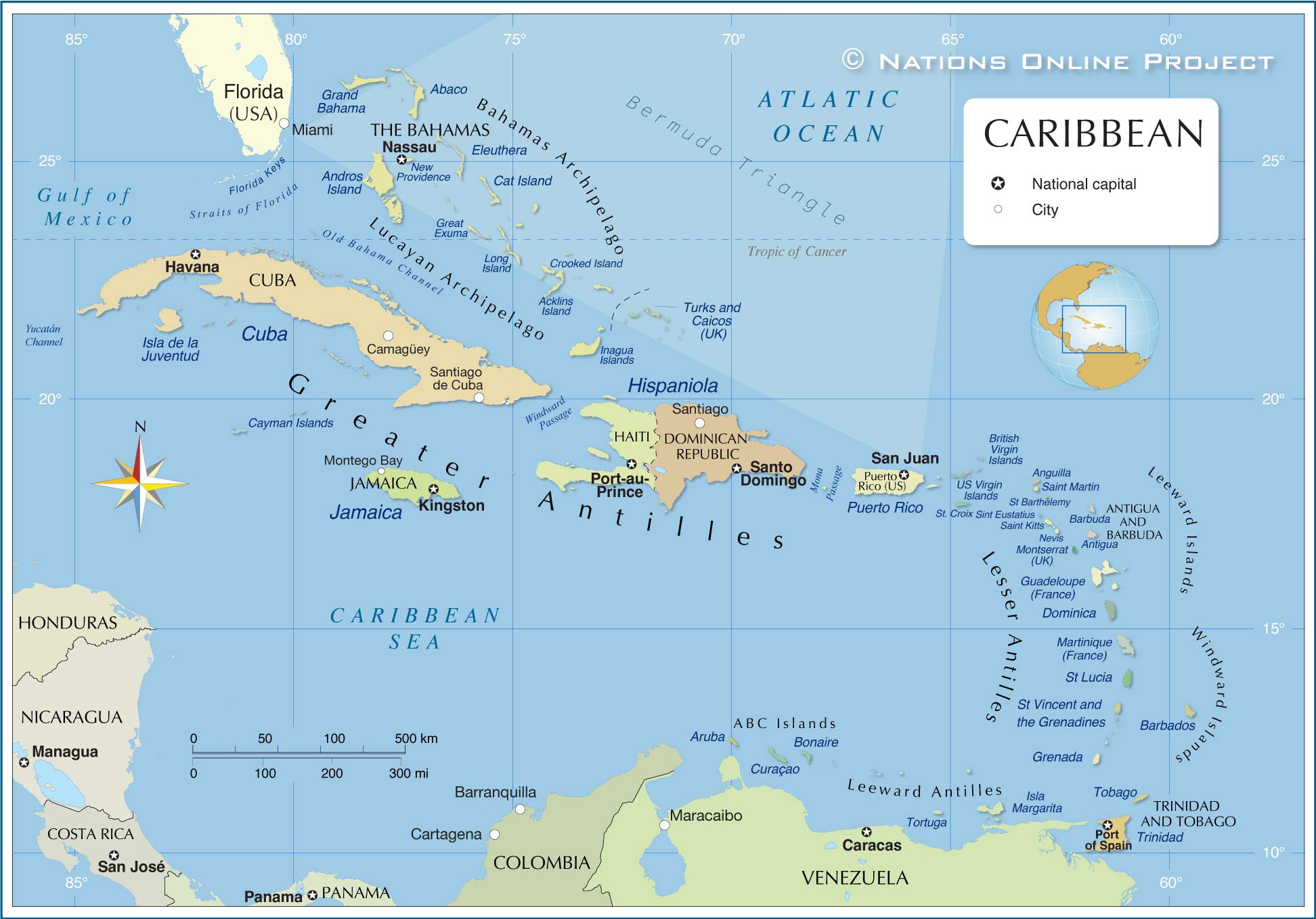 Map Of Caribbean Islands With Names Political Map Of The Caribbean - Nations Online Project