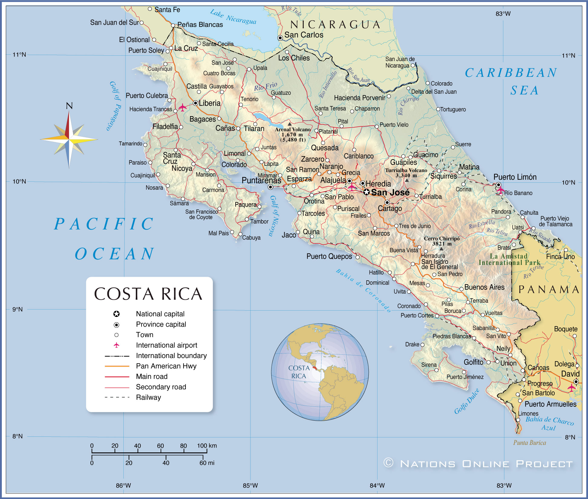 Printable Map Of Costa Rica