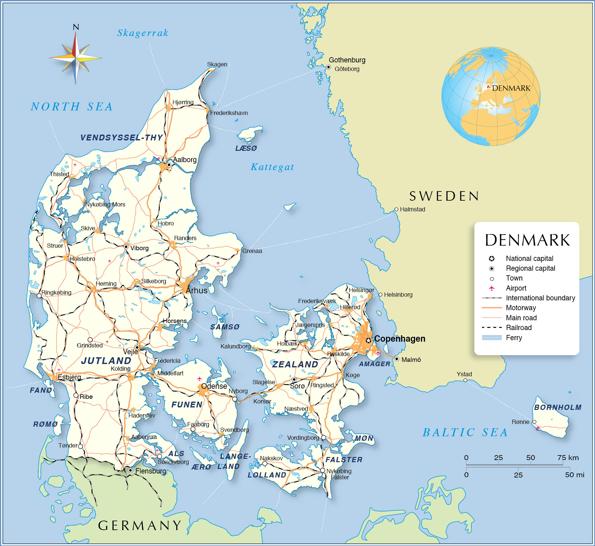 Political Map of Denmark - Nations Online Project