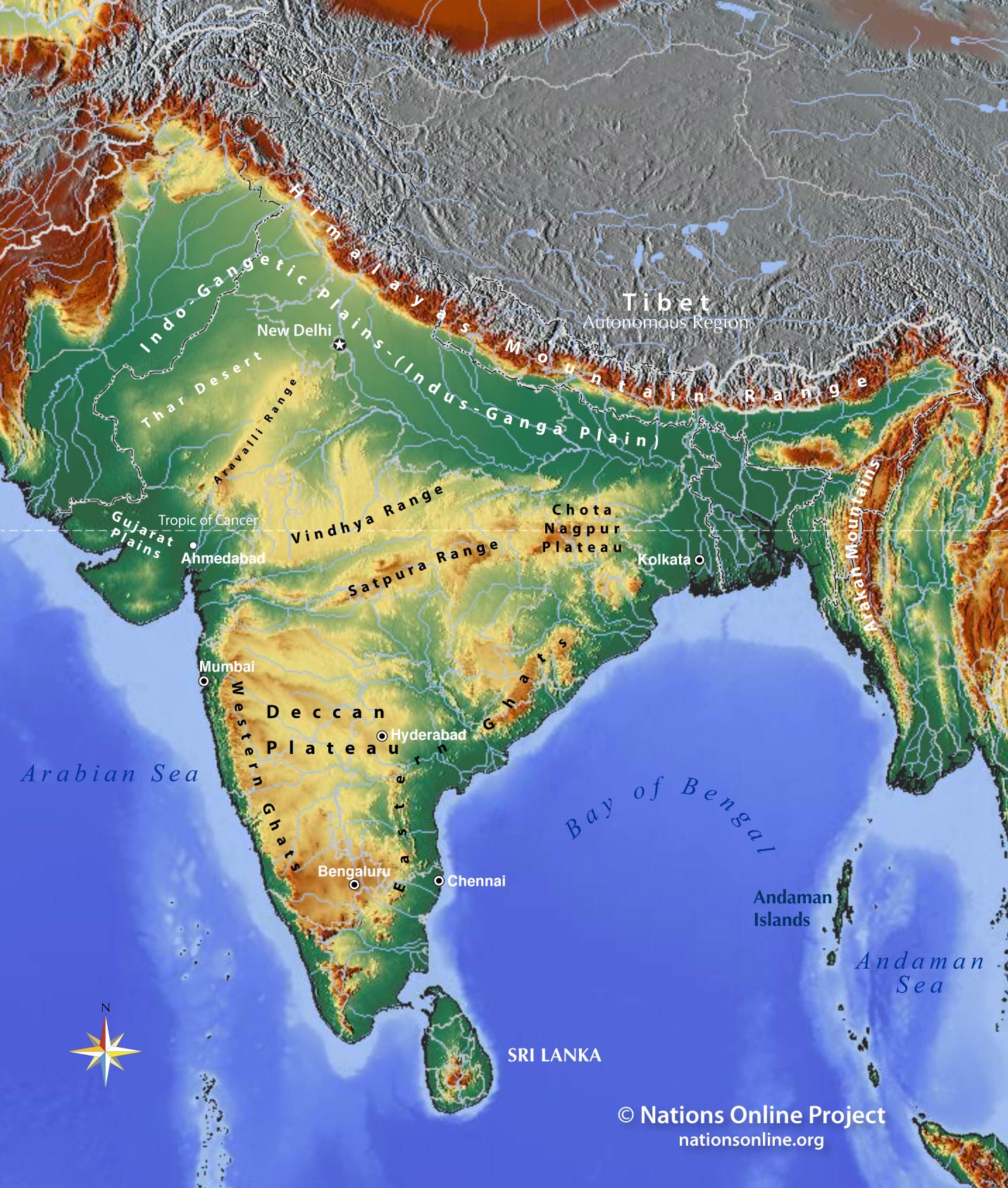 India Topographic Map 
