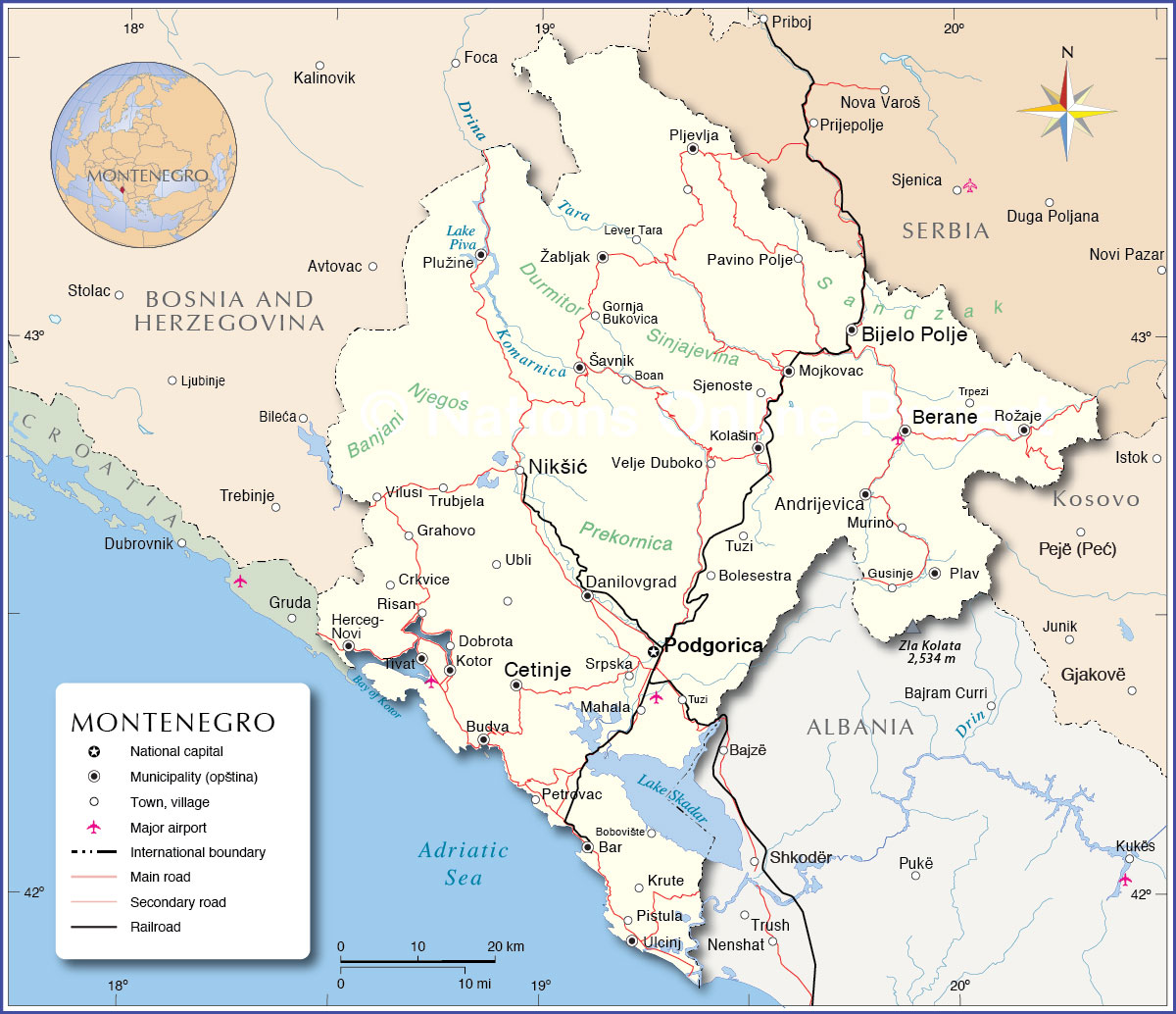 Political Map Of Montenegro Nations Online Project