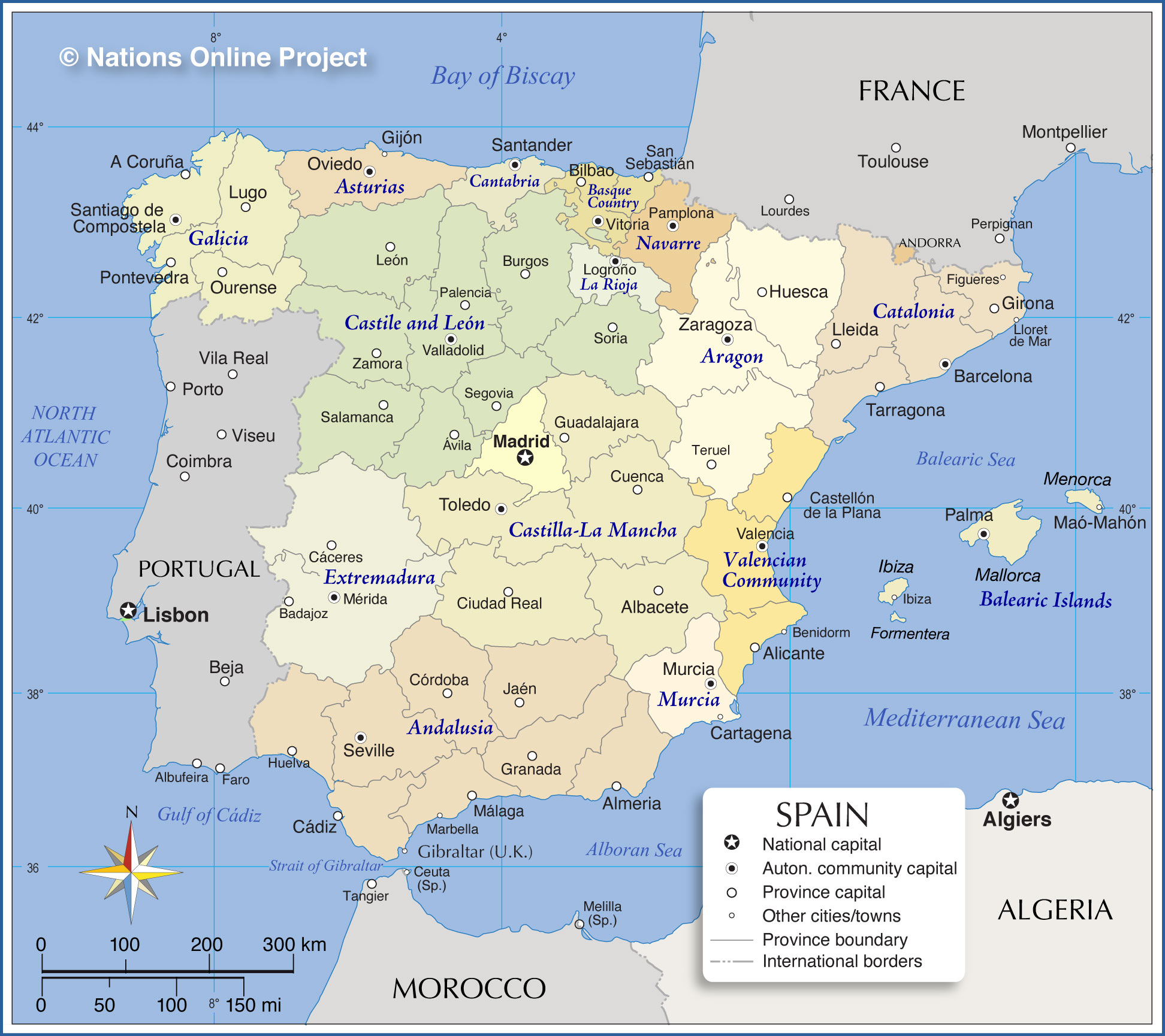 Administrative Map Of Spain Nations Online Project