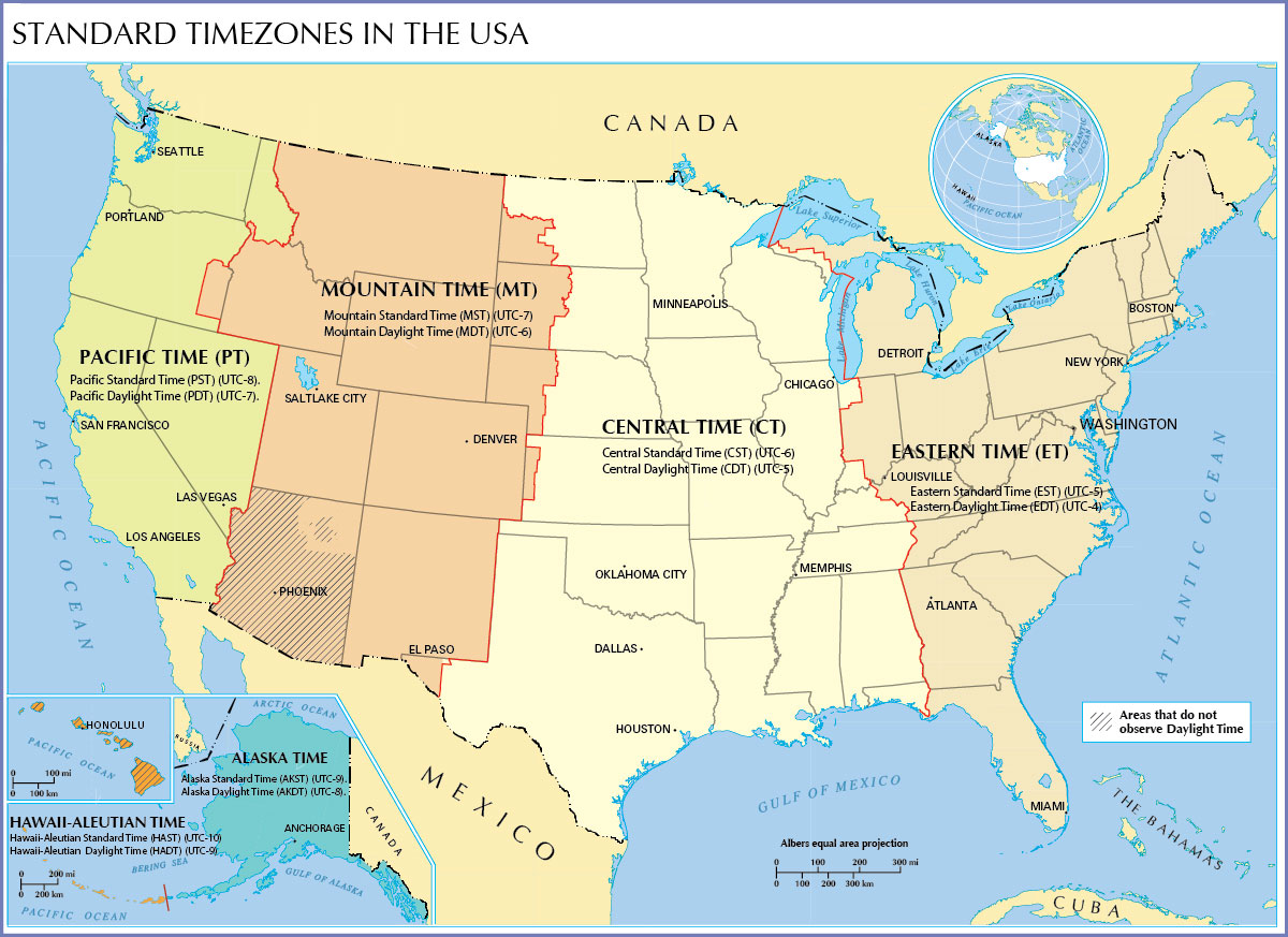 Time Zones Us Map United States