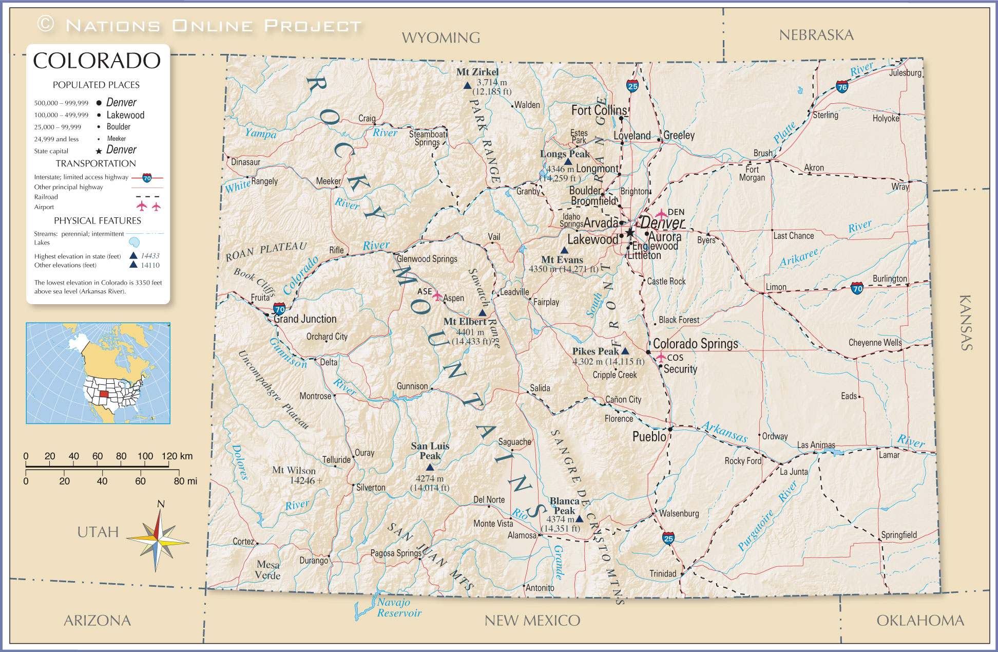 United States Map Denver Colorado