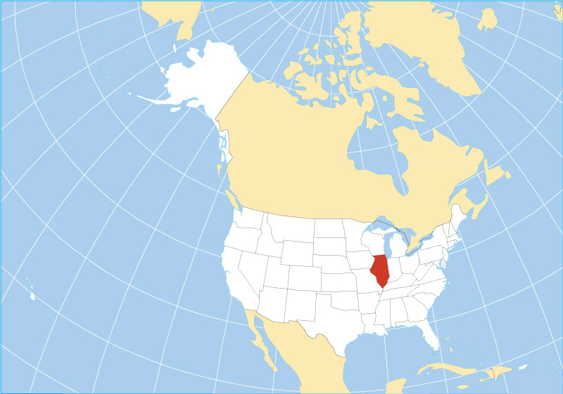 Location map of Illinois state USA