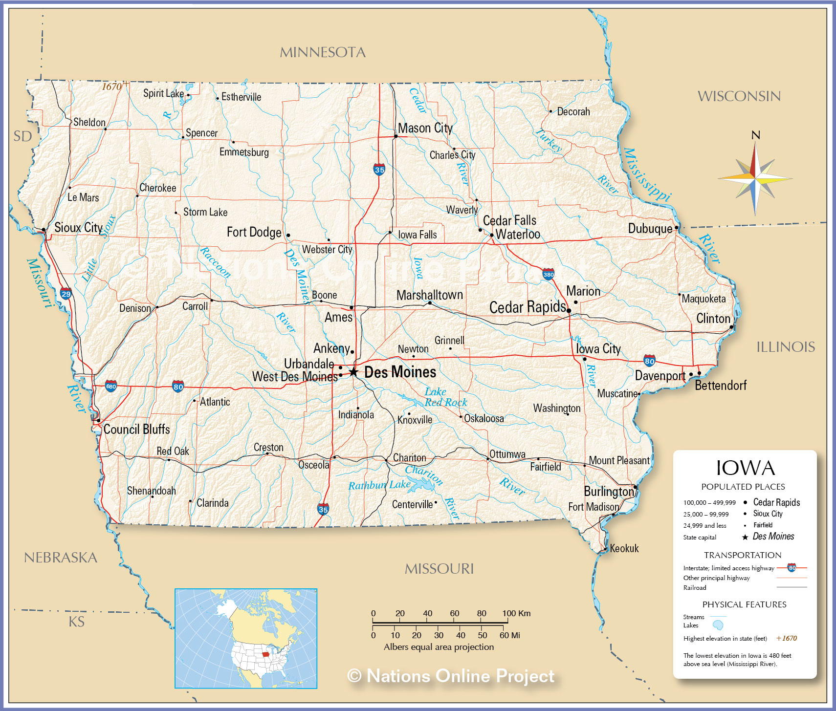 United States Map Of Iowa