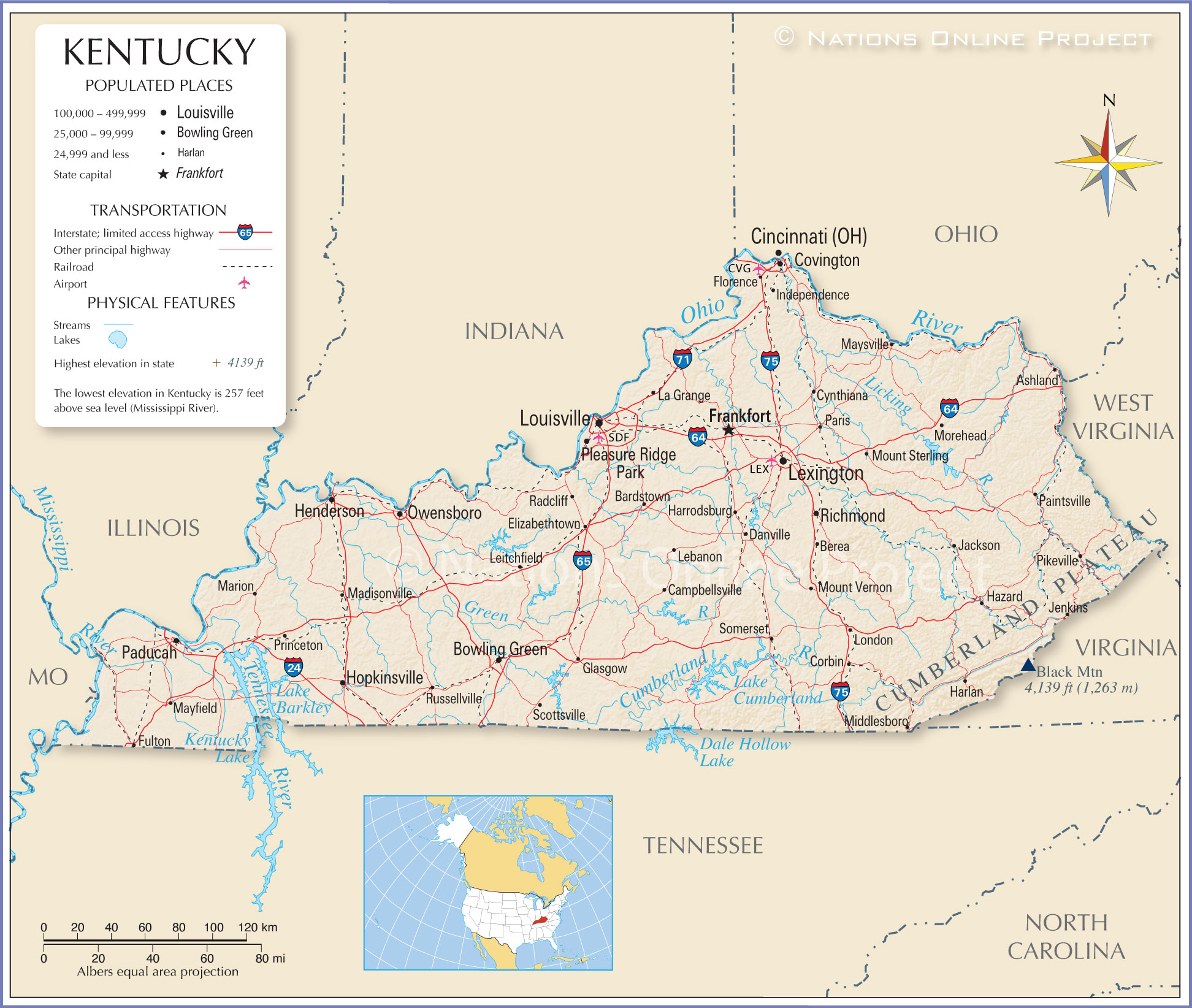 Map Of Kentucky With Cities