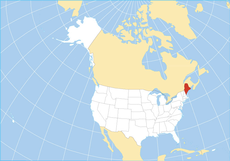 Location map of Maine state USA