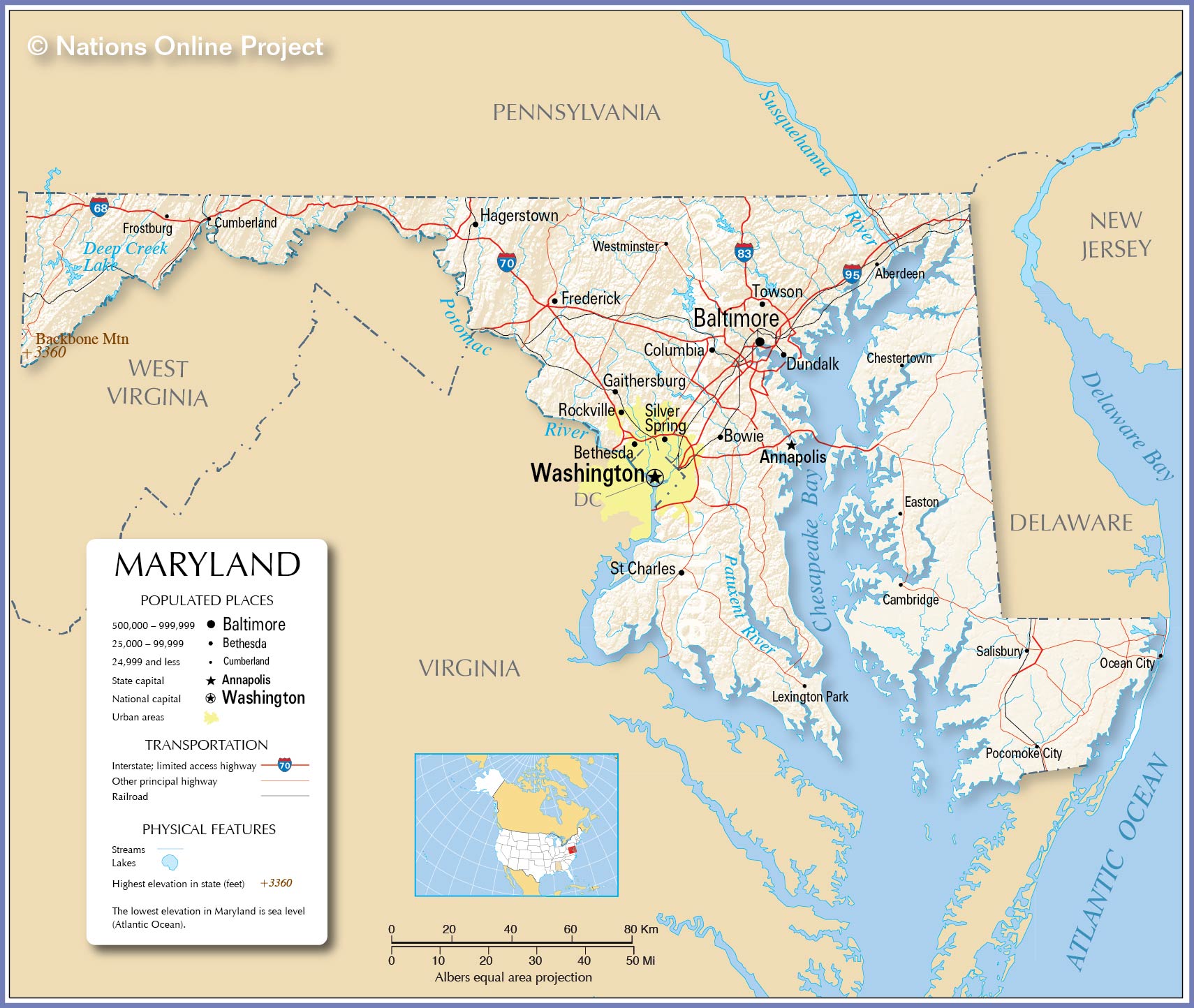 Usa Map Of Maryland