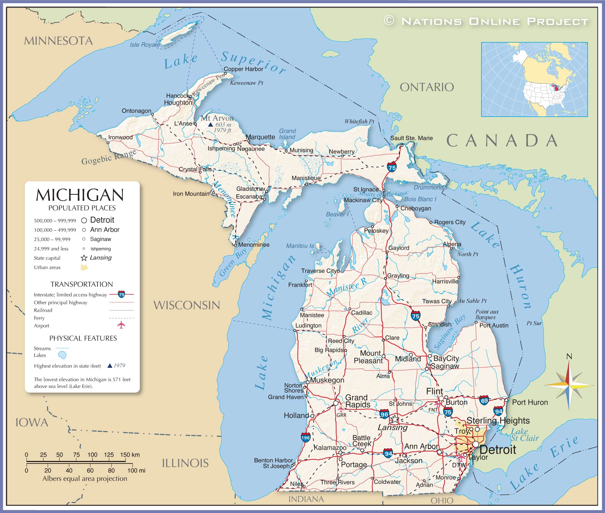 Usa Map Of Michigan