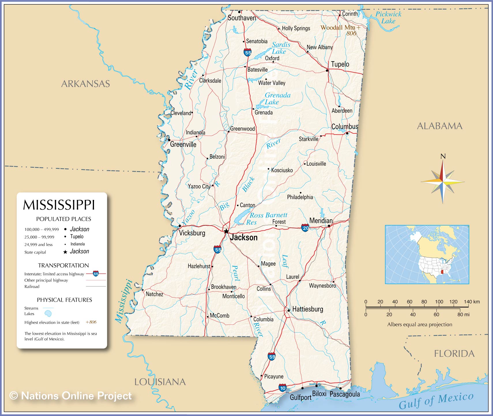 Usa Map Mississippi