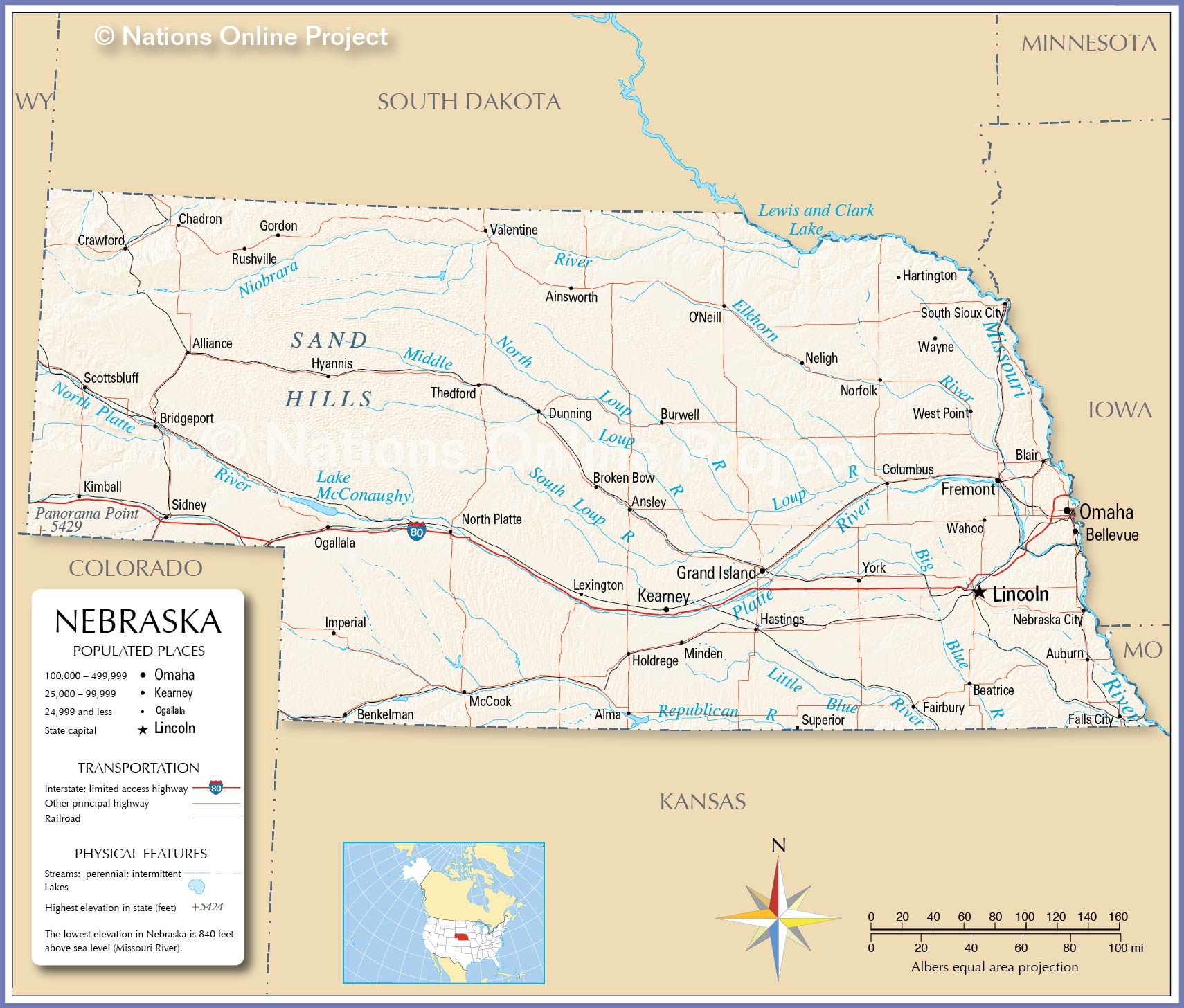 United States Map Nebraska