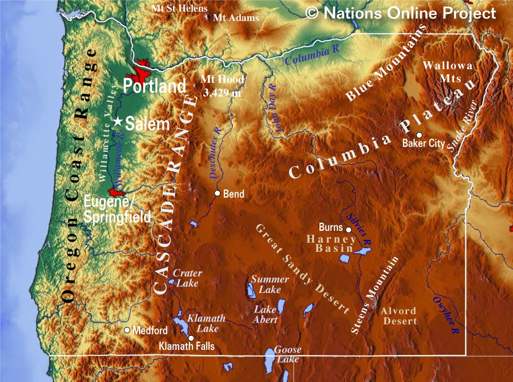 Reference Maps Of Oregon USA Nations Online Project