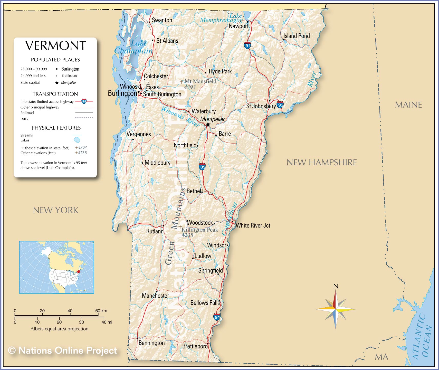 United States Map Vermont