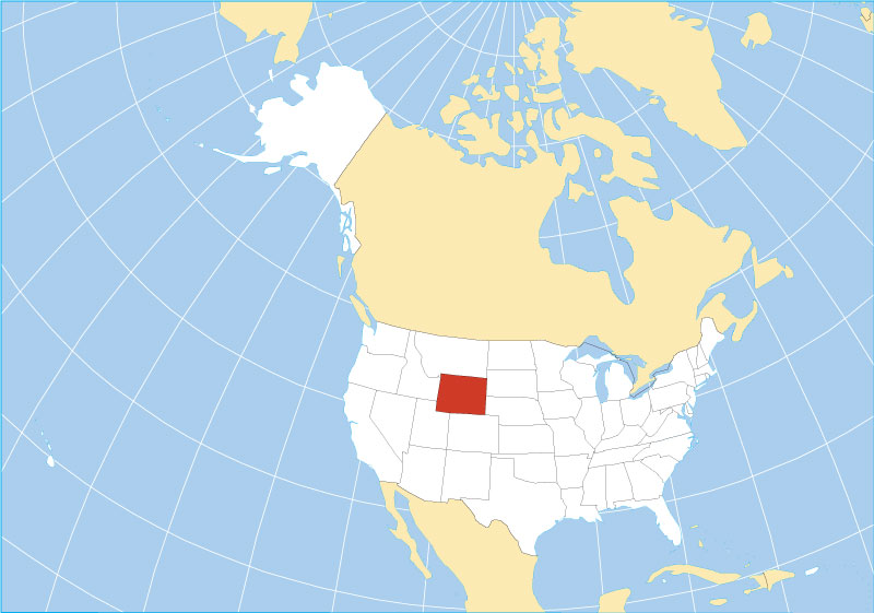Location map of Wyoming state USA