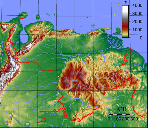 Venezuela Topography Map 