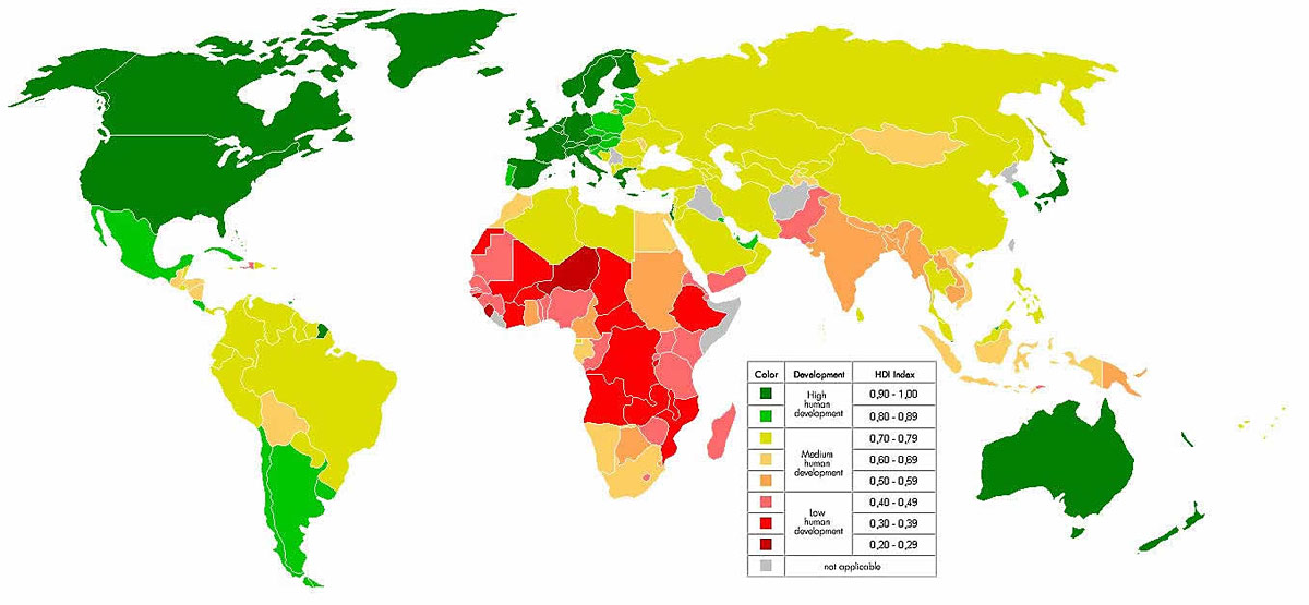 Worldmap HDI 2004