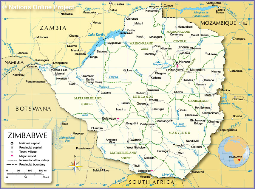 Administrative Map of Zimbabwe