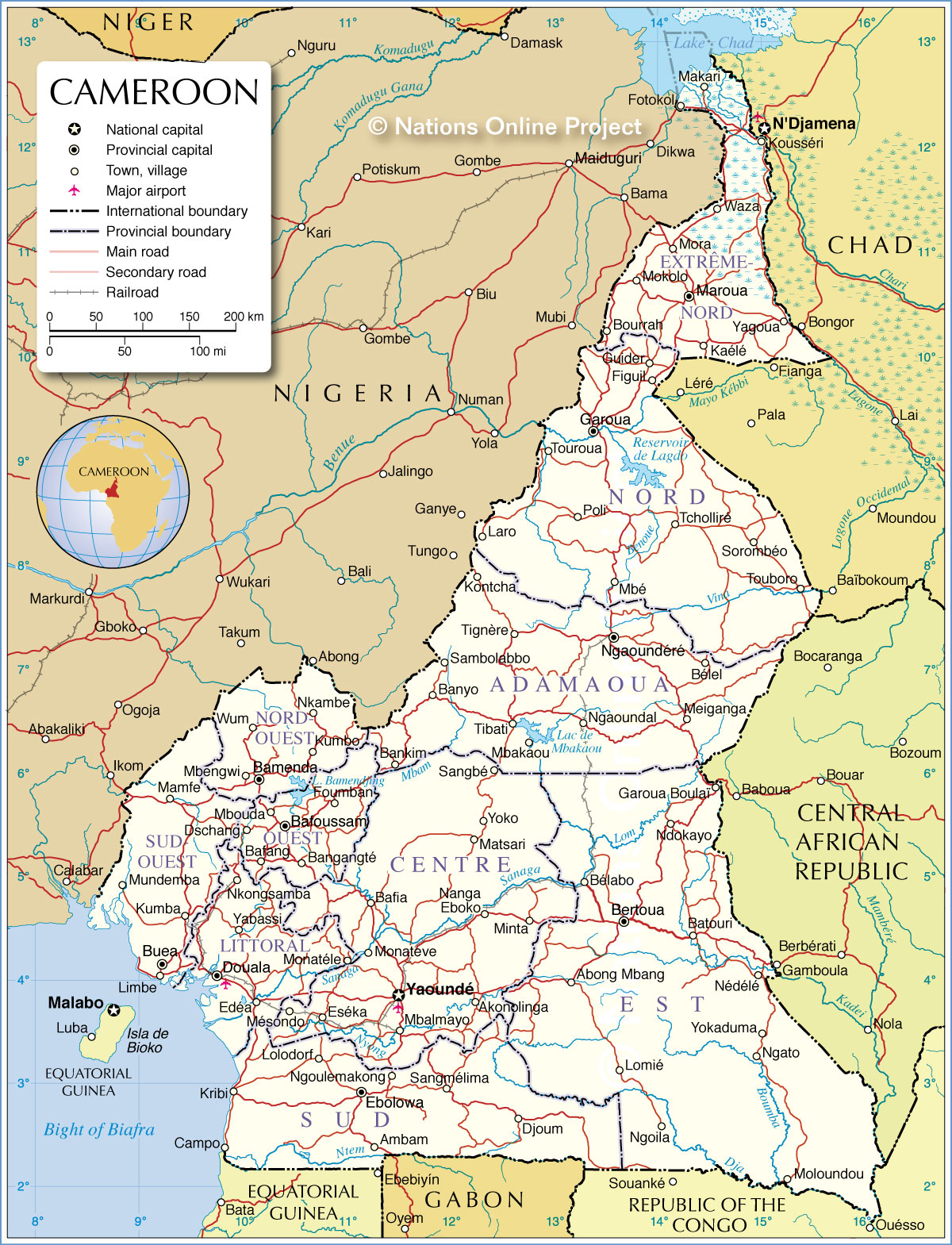 Administrative Map of Cameroon