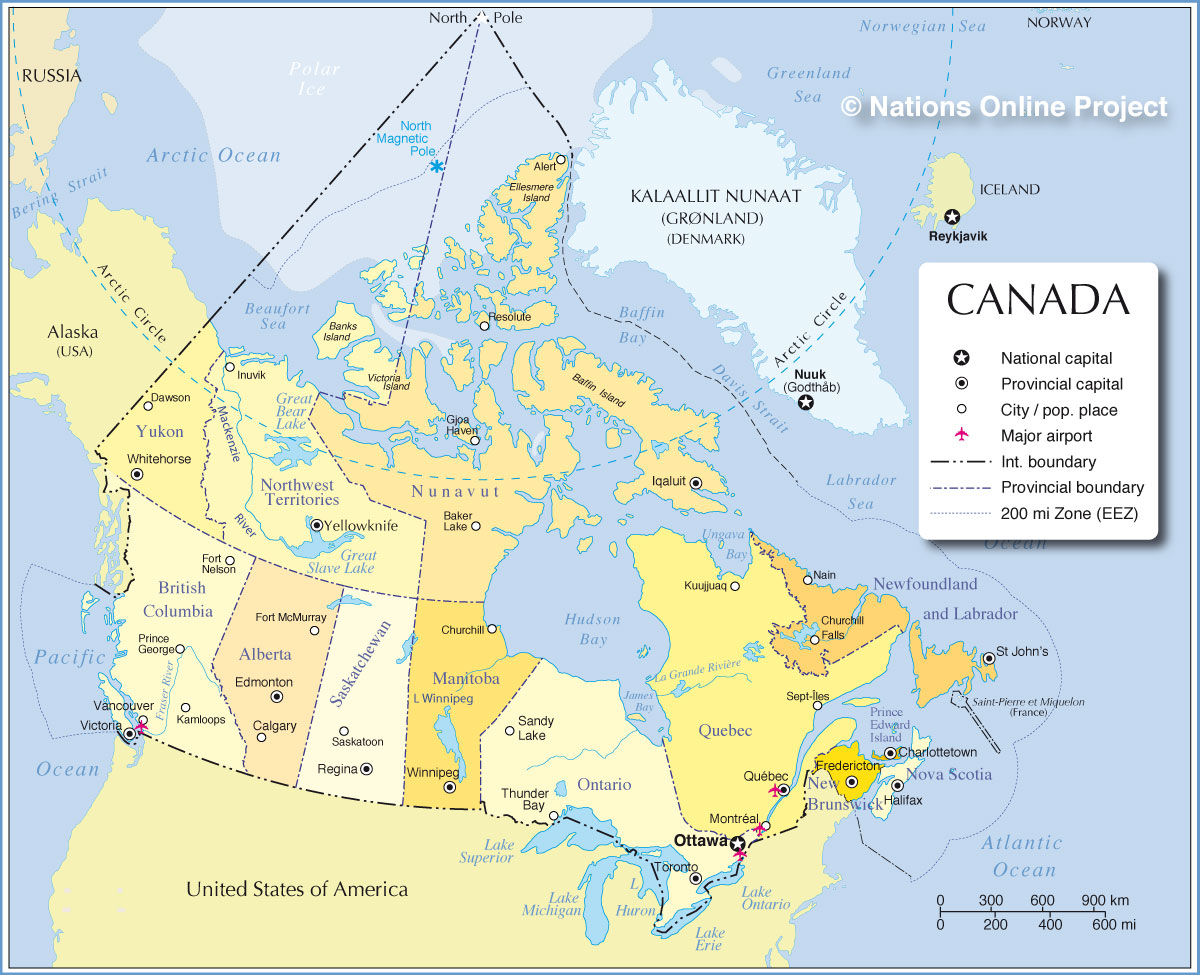 Map Of Canada Provinces And Capital Cities